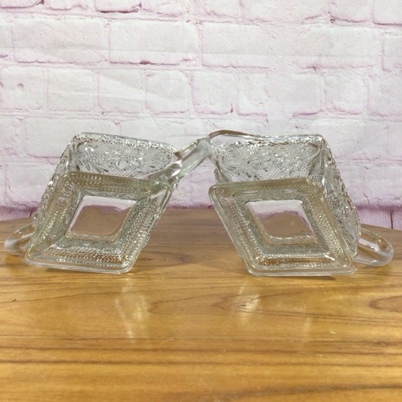 Vintage Indiana Glass Clear Open Sugar Bowl and Creamer Set - Picture 6 of 7